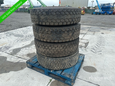 Quantity of (4) Bulldog 295/80R22.5 Tires & Wheels