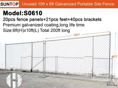 2025 SUNTOP S0610 10 ft x 6 ft Chain Link Temporary Site Fence (Unused)