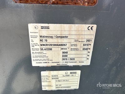 2021 Wacker Neuson RC 70 Smooth Drum Compactor