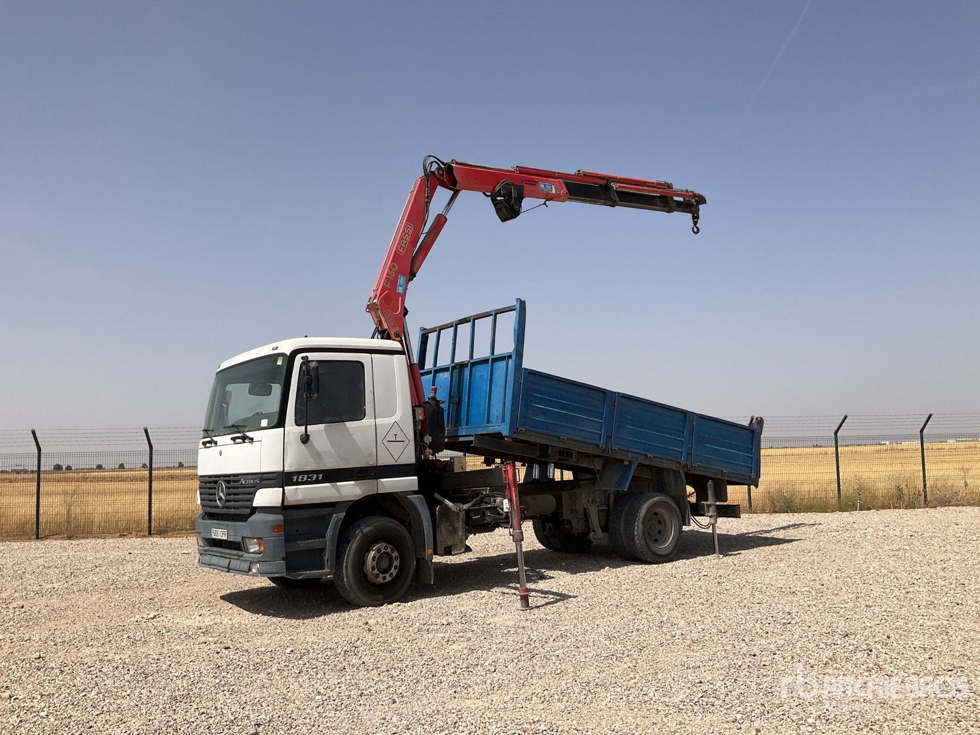 1999 Mercedes-Benz Actros 1831 LS Crane Fassi F150A.25 Flatbed Truck with Crane