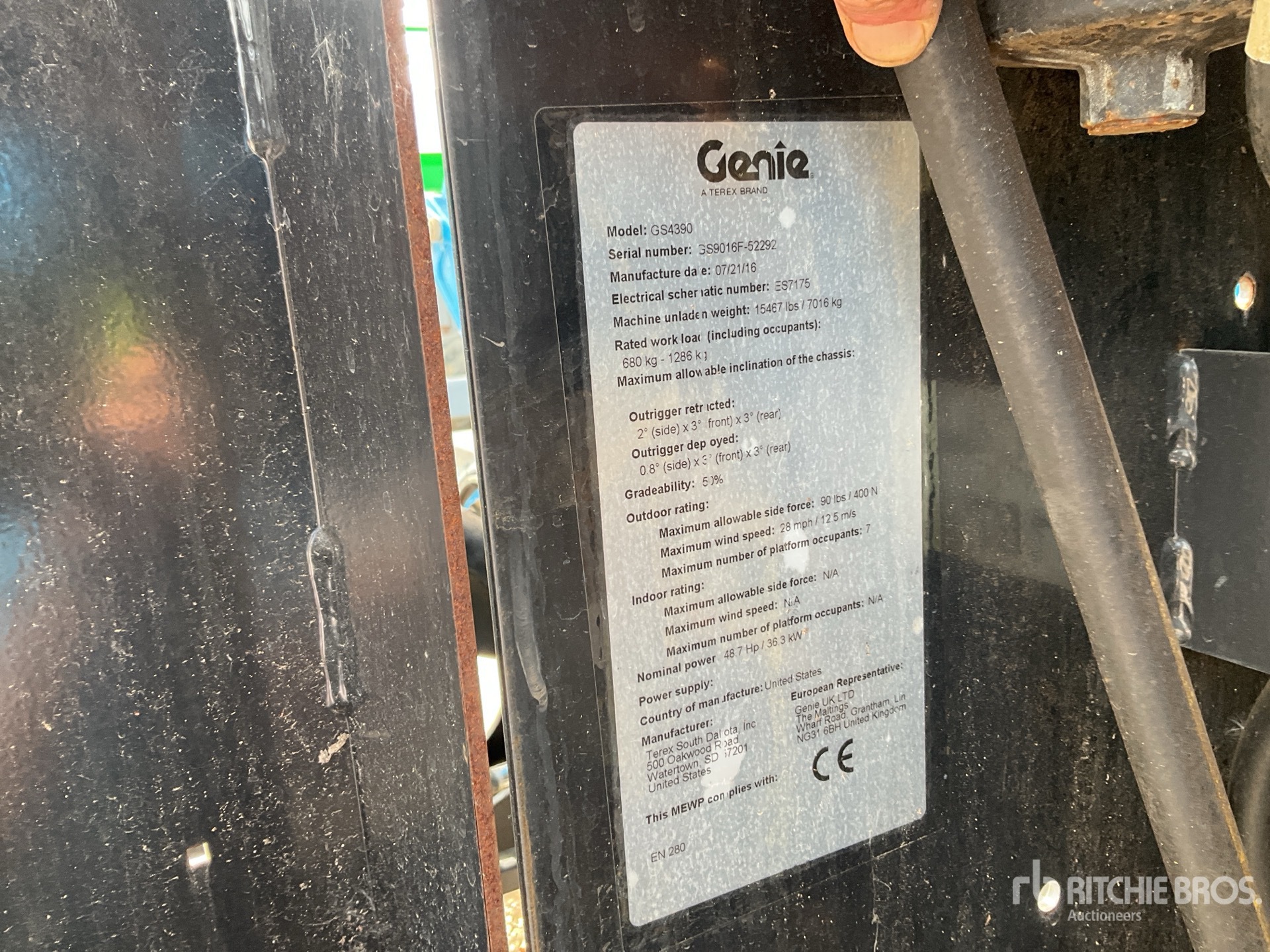 2016 Genie GS4390 Elevador de tijera