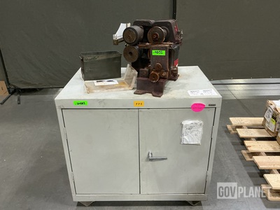 (1) Randall NSB Beveling Machine & (1) Sandusky Storage Cabinet