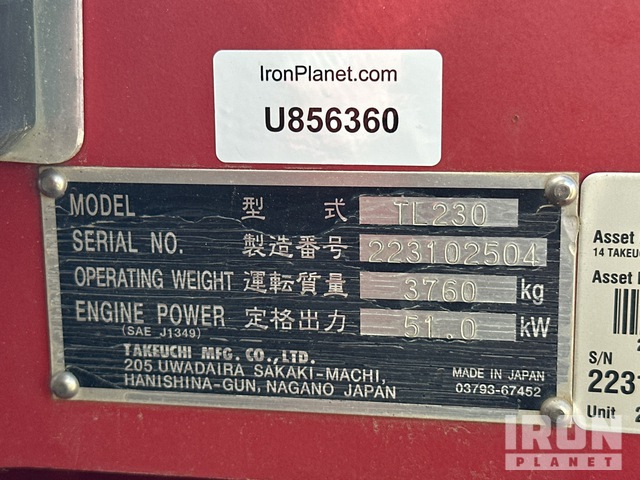 MINI CARGADOR SOBRE ORUGAS 2014 TAKEUCHI TL230SERIES2