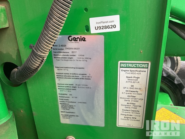 ELEVADOR ARTICULADO 2017 GENIE 4WD Z4525