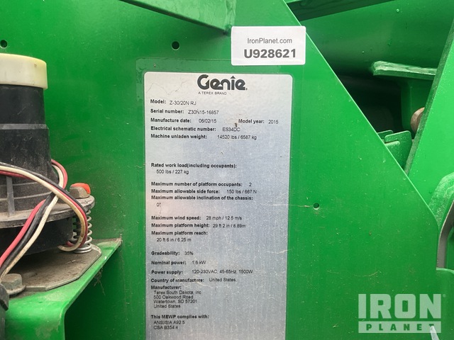 ELEVADOR ARTICULADO 2015 GENIE Z3020NRJ