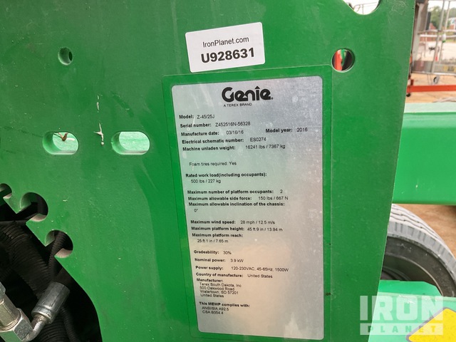 ELEVADOR ARTICULADO 2016 GENIE Z4525J