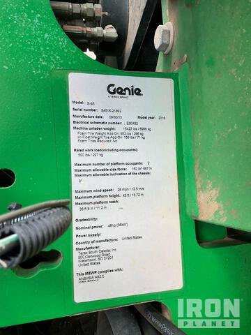 ELEVADOR TELESCóPICO 2016 GENIE 4WD S45