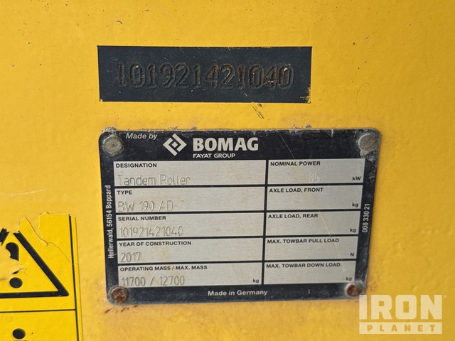 COMPACTADOR 2017 BOMAG BW190AD5