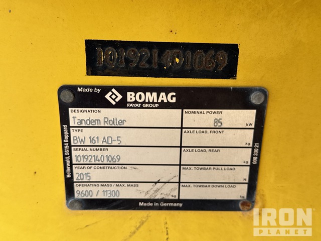 COMPACTADOR 2015 BOMAG BW161AD5