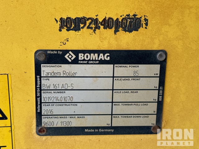 COMPACTADOR 2016 BOMAG BW161AD5
