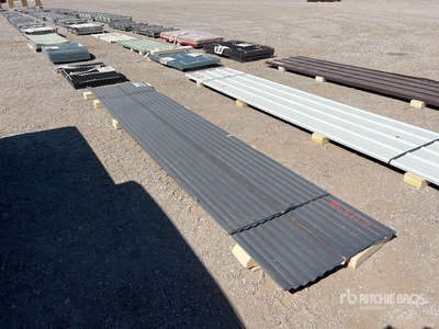 Quantity of (30) Grey 16 ft x 3 ft Metal Roof Panels (Unused)