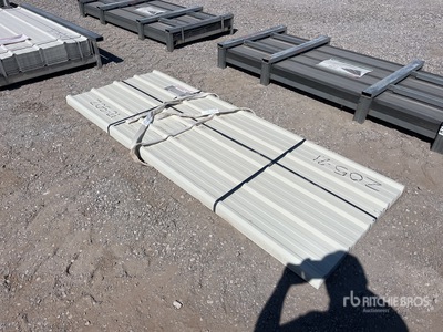 Quantity of (70) White 8 ft x 3 ft Metal Roof Panels (Unused)