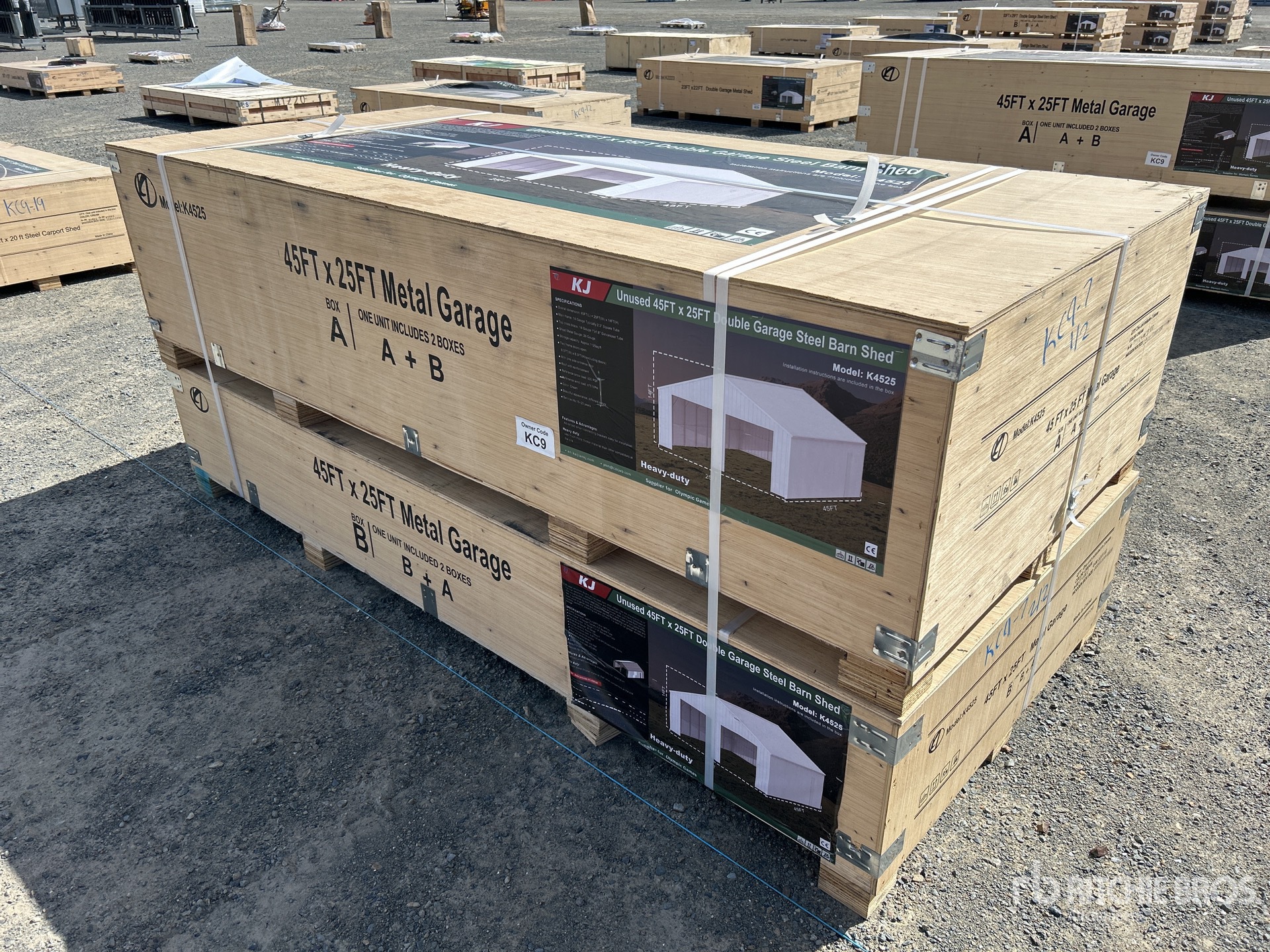 KJ K4525 45 ft x 25 ft x 14 ft Metal Garage (Unused)