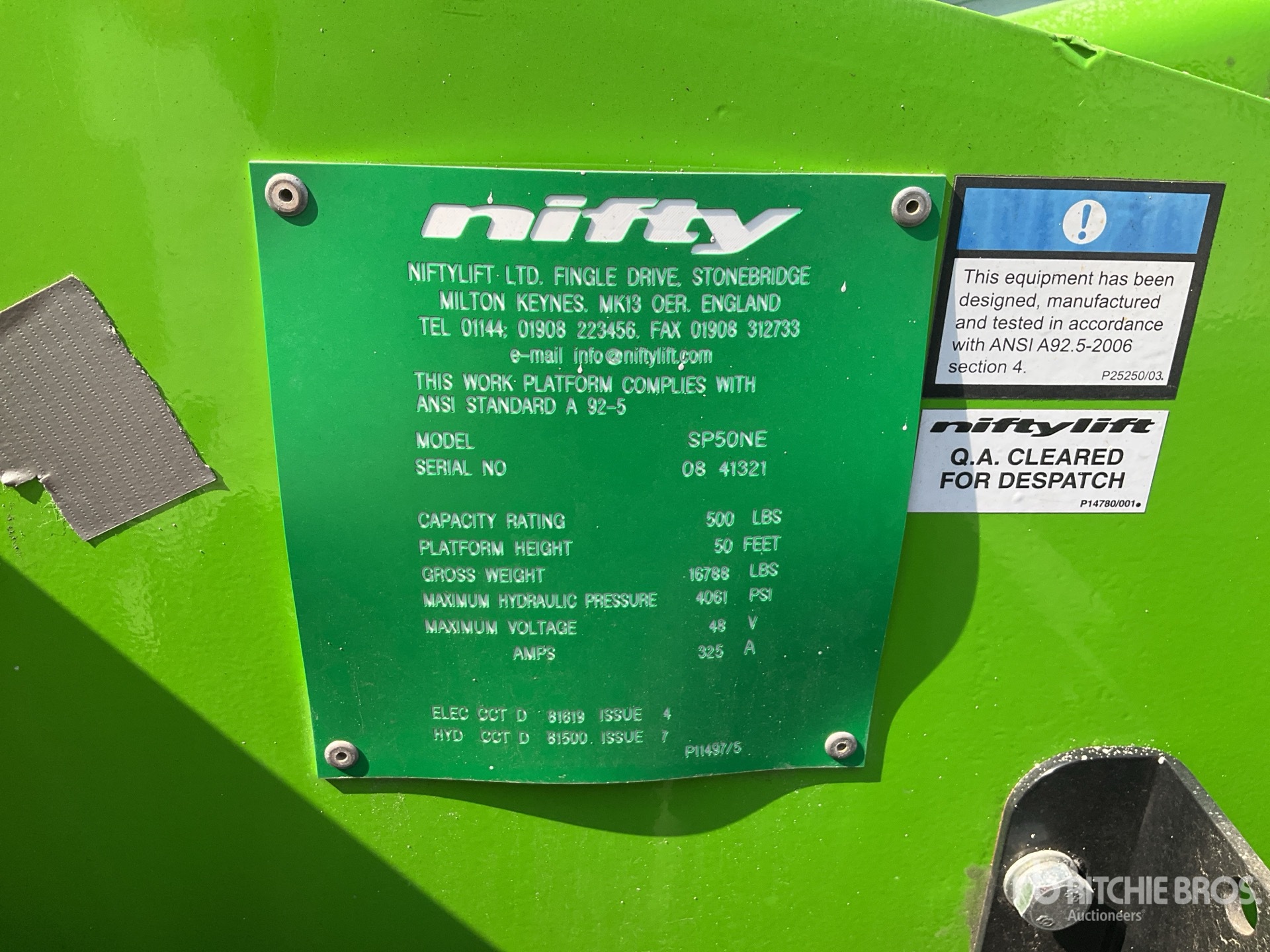 2019 Nifty-Lift SP50NE Nacelle articulée