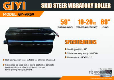 2025 GIYI GY-VR59 59 in Skid Steer Vibratory Roller (Unused)