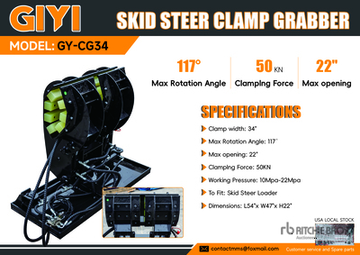 2025 GIYI GY-CG34 Skid Steer Clamp Grabber (Unused)