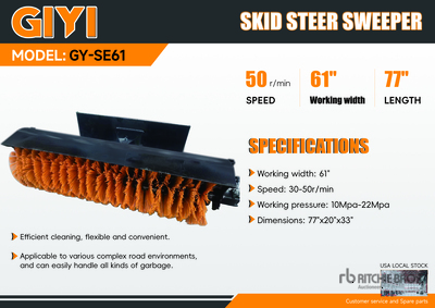 2025 GIYI GY-SE61 61 in Skid Steer Broom (Unused)