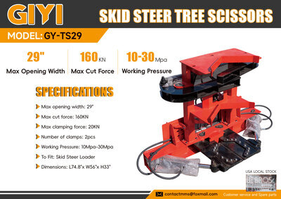 2025 GIYI GY-TS29 Skid Steer Tree Shear (Unused)