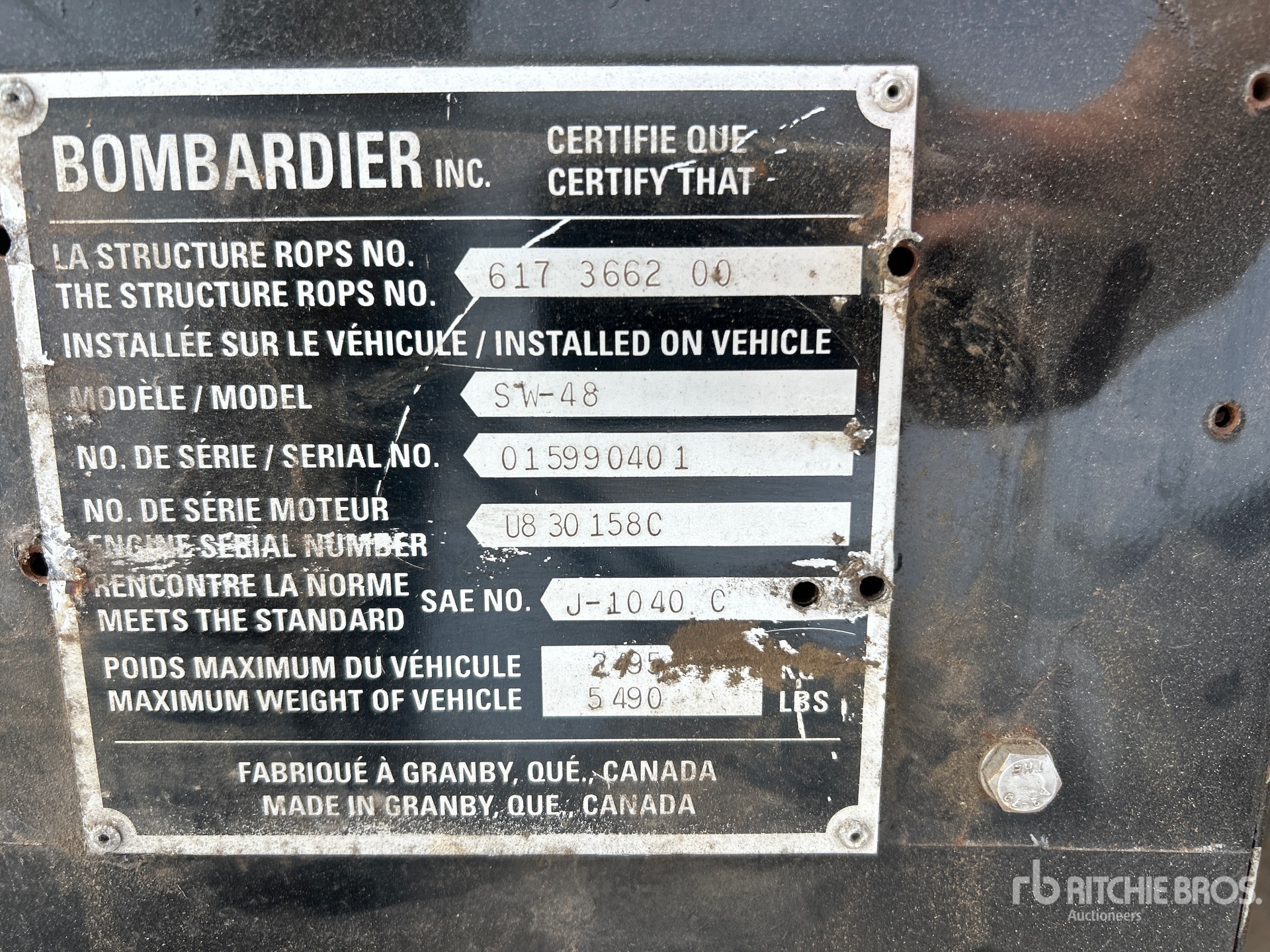 1999 Bombardier SW48 Sidewalk Plow