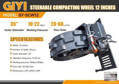 2025 GIYI GY-SCW12 12 in Rotating Skid Steer Compaction Wheel (Unused)