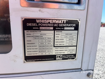 2020 Multiquip DCA25SSU4F 20 kW Skid-Mounted Generador