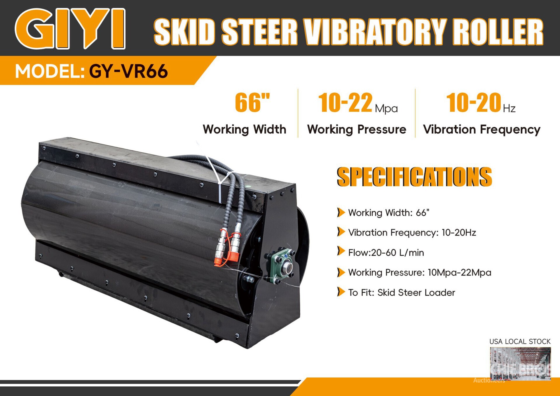2025 GIYI GY-VR66 66 in Skid Steer Vibratory Roller (Unused)
