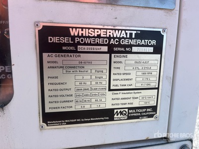 Multiquip DCA-25SSU4F 20 kVA Skid-Mounted 発電機セット (250-749 kw/310-950 kva)