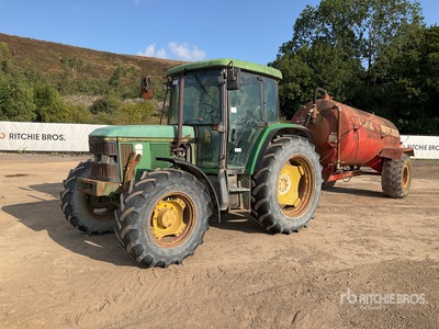 1997 John Deere 6400 Tractor & Water Tank Trailer. 4WD Tractor