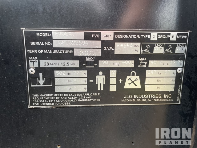 ELEVADOR ARTICULADO 2024 JLG E450AJ