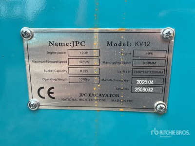 2025 JPC KV12 Mini-pelle  (Unused)