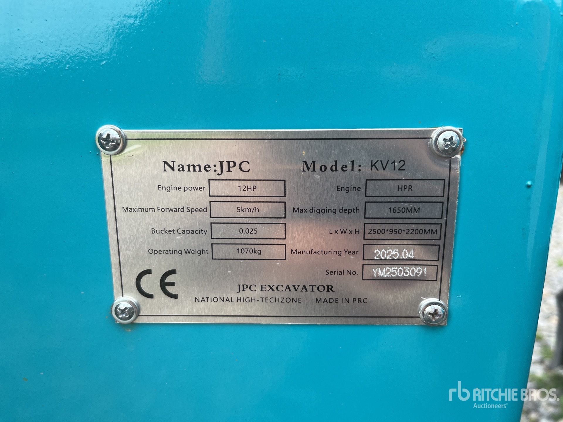 2025 JPC KV12 Mini-pelle  (Unused)