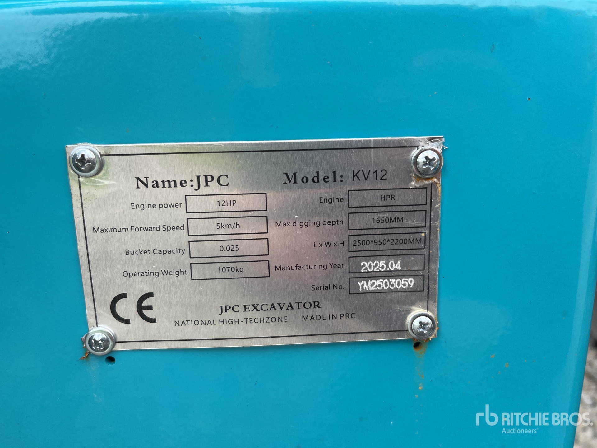 2025 JPC KV12 Mini-pelle  (Unused)