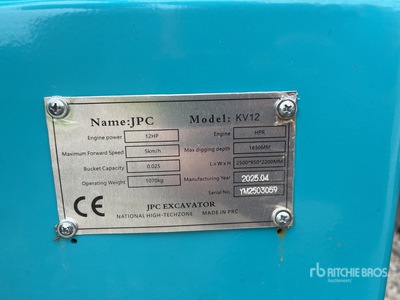 2025 JPC KV12 Mini-pelle  (Unused)