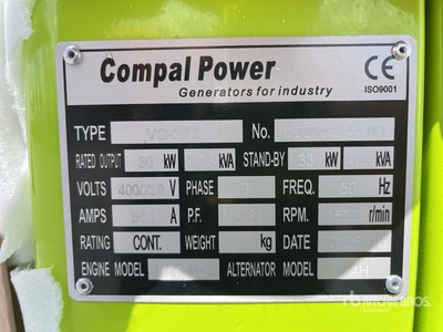 2025 Compal VG-R30 30kW Generator Set (Unused)