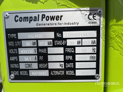 2025 Compal VG-R30 30kW Generator Set (Unused)