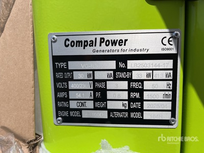 2025 Compal VG-R30 30kW Generator Set (Unused)