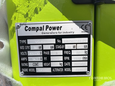 2025 Compal VG-R30 30kW Generator Set (Unused)