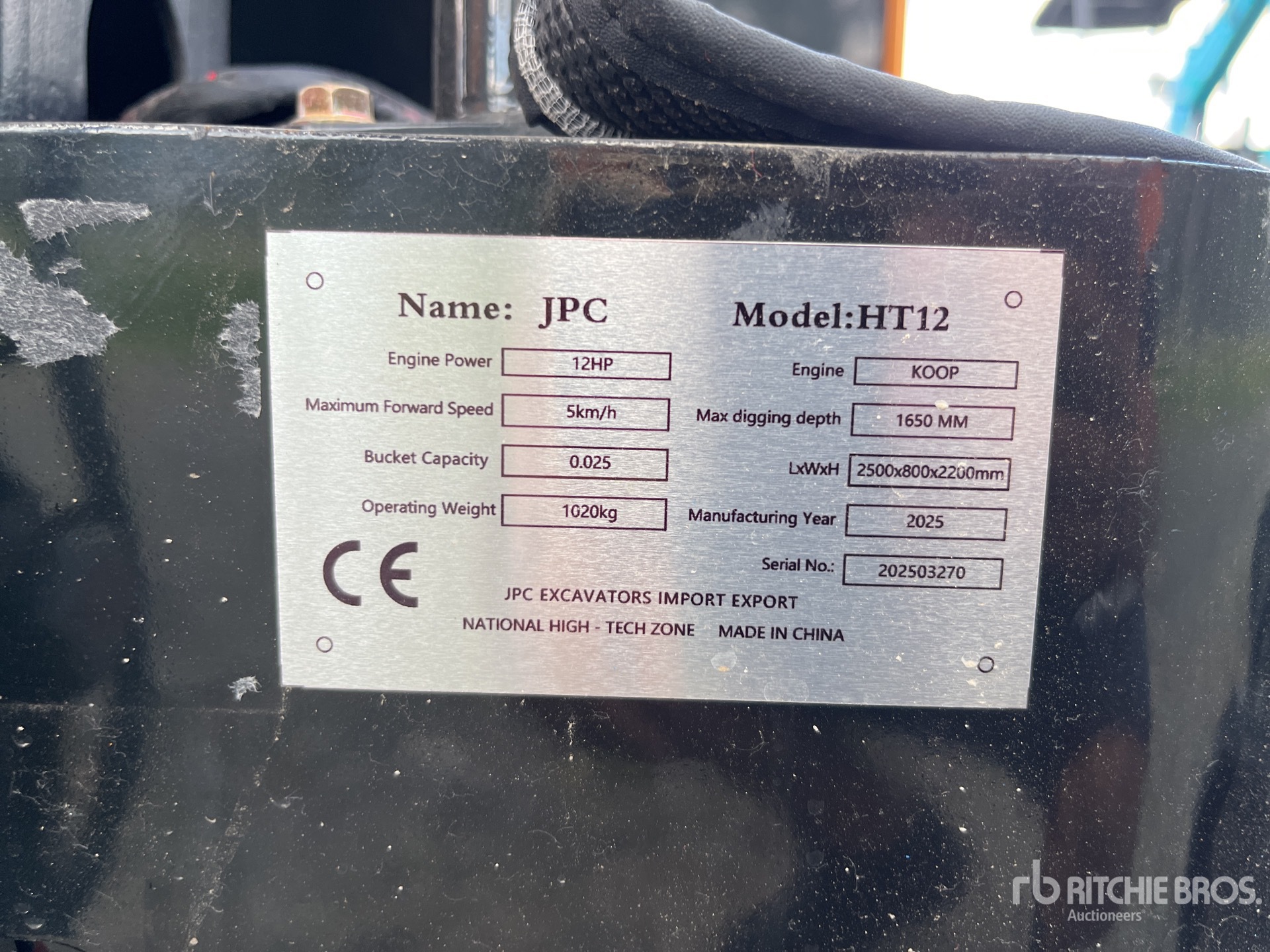 2025 JPC HT12 Mini Excavator (Unused)