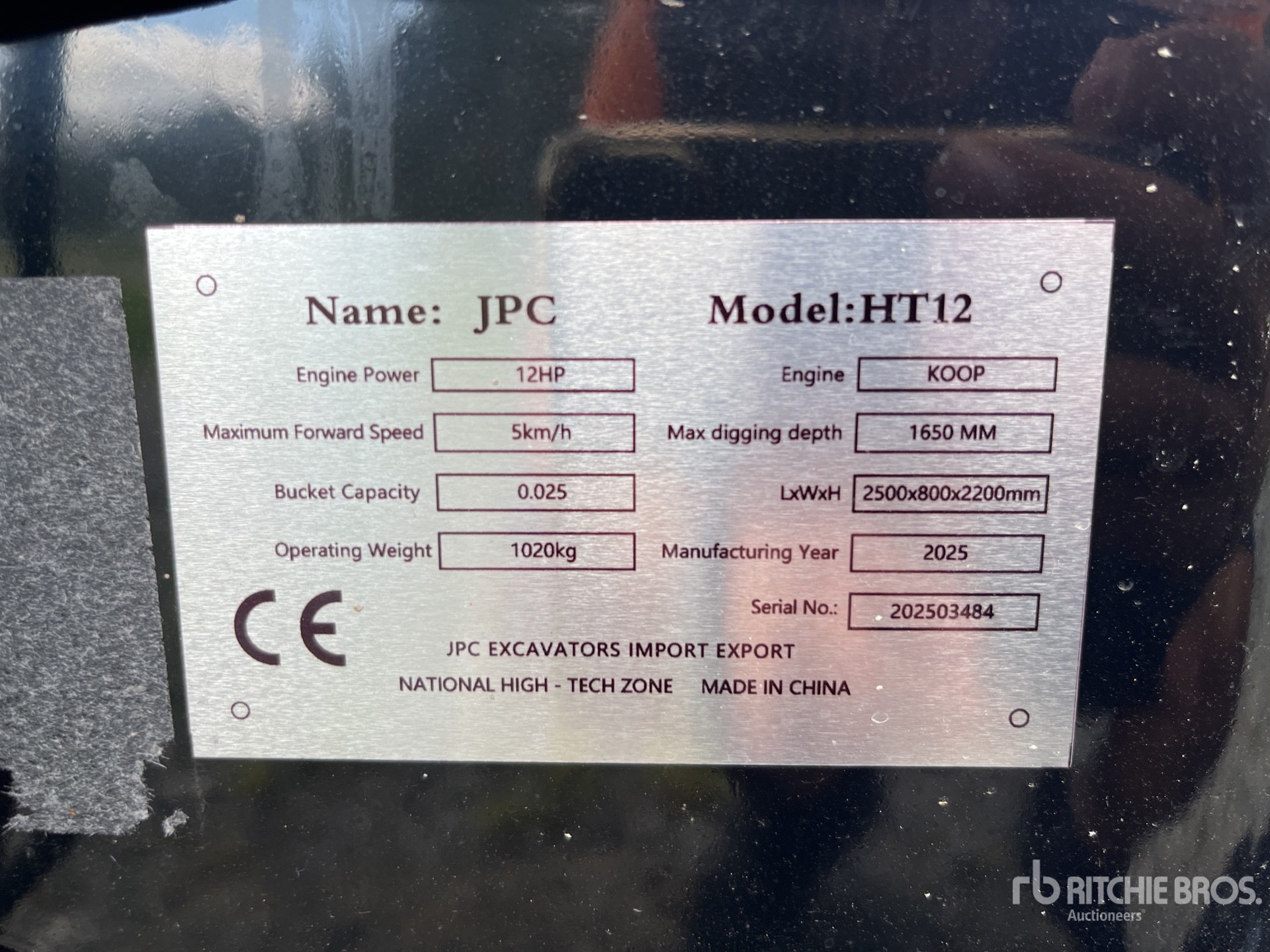 2025 JPC HT12 Mini Excavator (Unused)