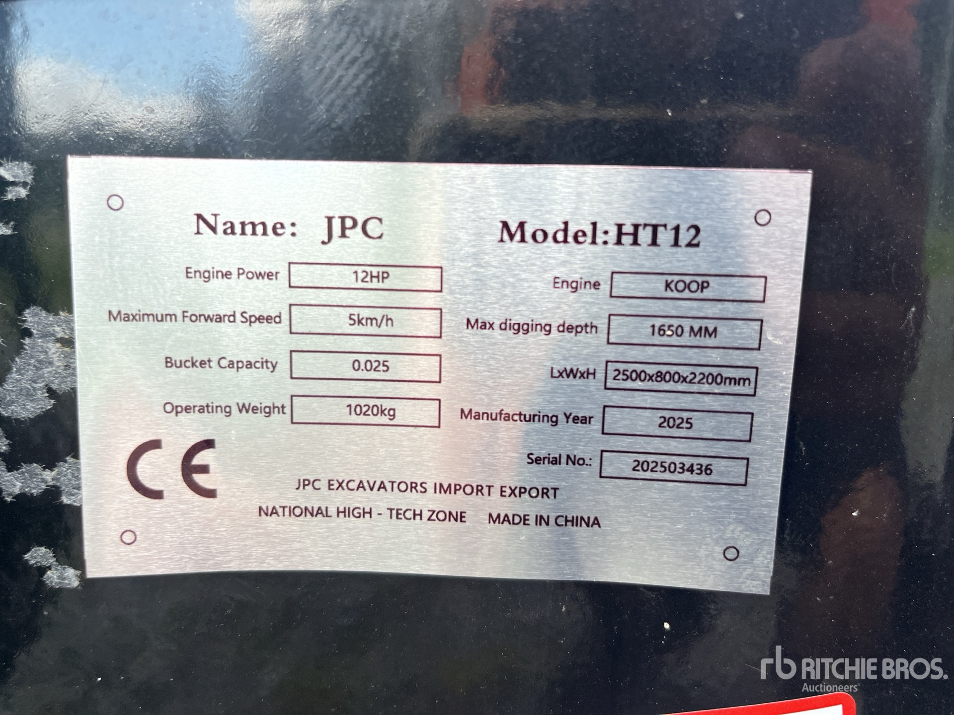 2025 JPC HT12 Mini Excavator (Unused)