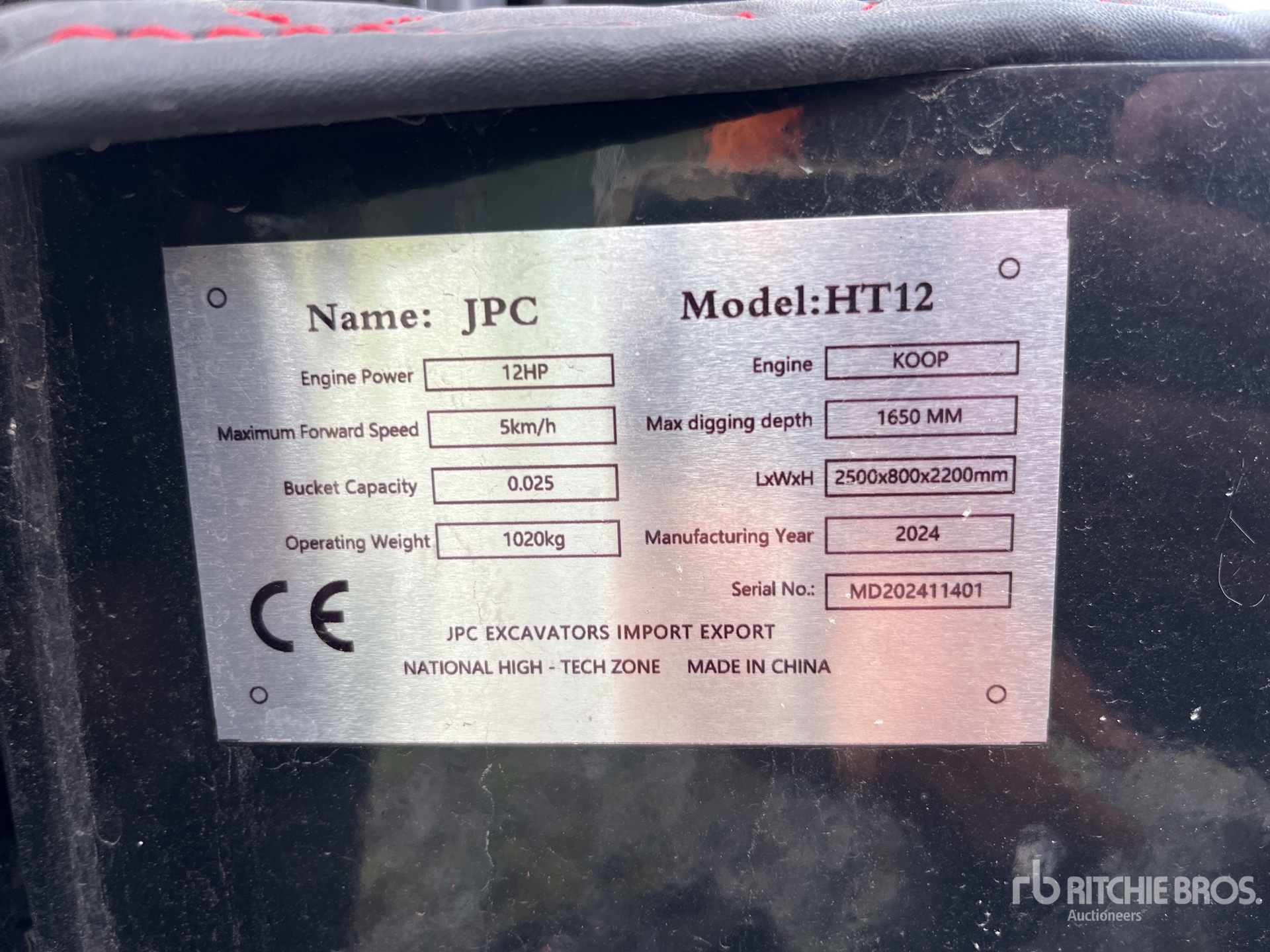 2024 JPC HT12 Mini Excavator (Unused)