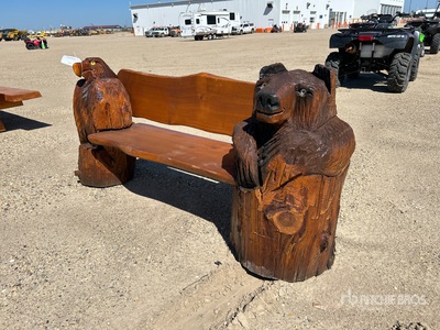 Cedar Chainsaw Carved Eagle/Bear Combination Bench