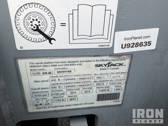 ELEVADOR ARTICULADO 2017 SKYJACK SJ30ARJE