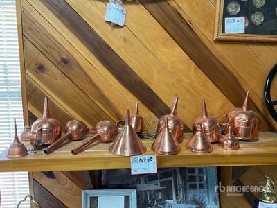 Quantity of (13) Brass Funnels & oilers