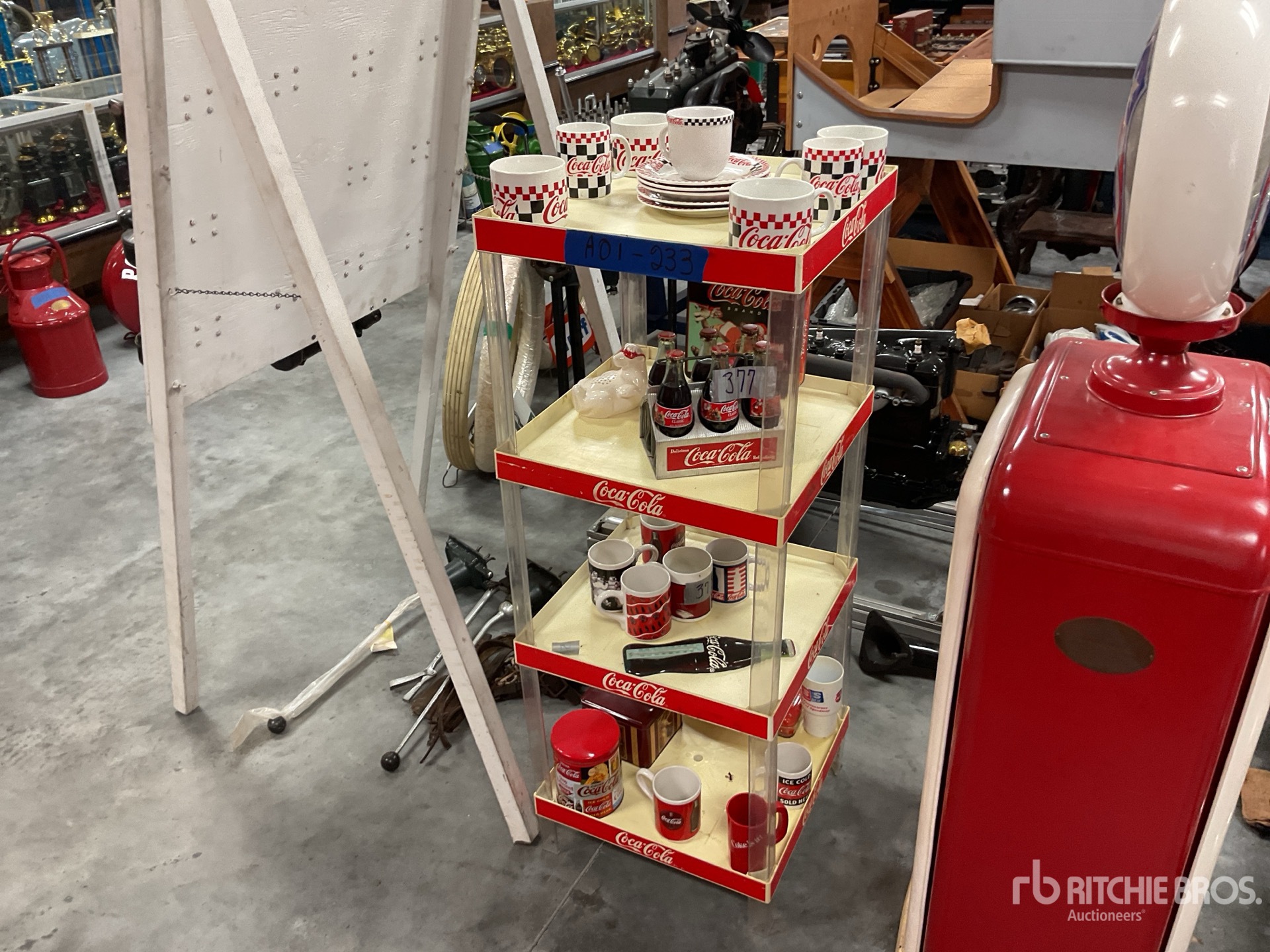 Coca-Cola shelf stand w/ collectibles Antiques