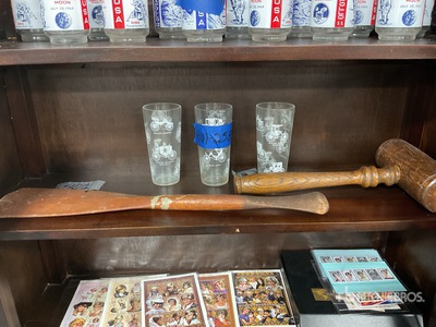 Quantity of (3) Glass Drink Shaker w/ gavel and paddle