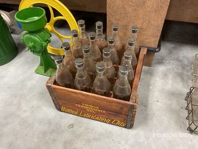 Quantity of (16) Pennsylvania Oil Oil Bottle w/ Wood Case Antiques