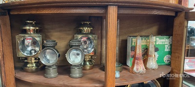Quantity of Ford Oil Side Lanterns and misc Antiques