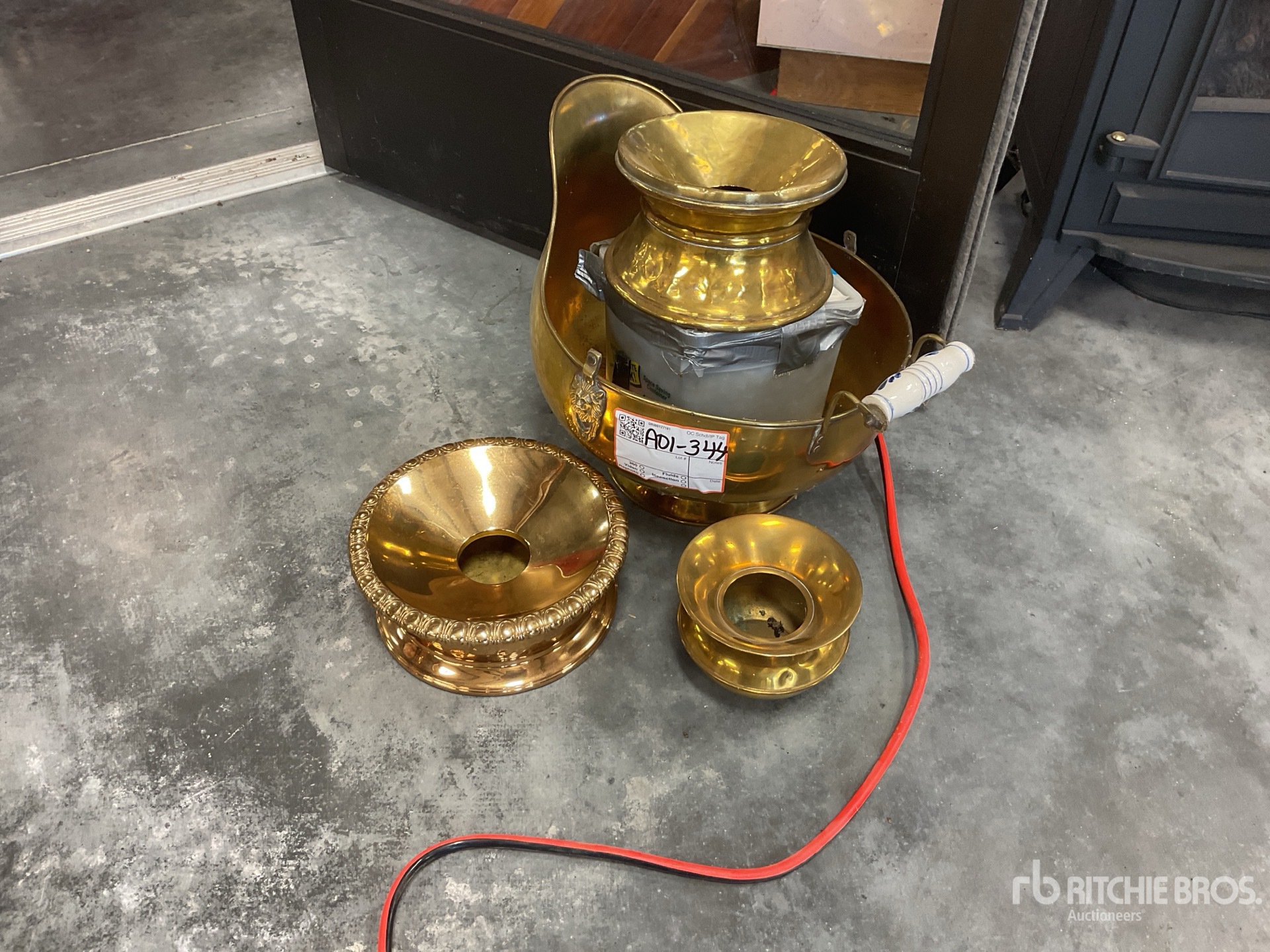 Quantity of (3) Brass Spitoon w/ magazine rack
