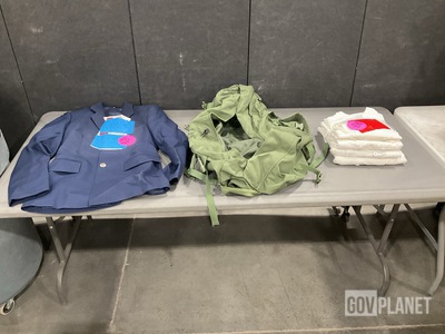 (12) Men's Coats, (14) Food Service Smocks, (39) Duffel Bags & Assorted Items